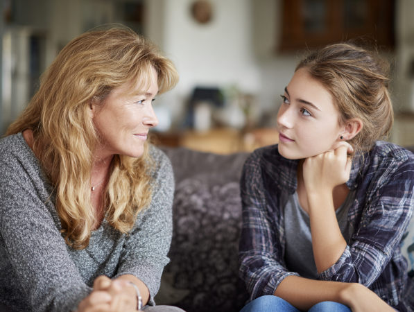 mother chatting with daughter 450